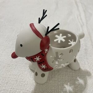 Partylite Rudy Snow Tealight Holder P91667 Cute Holiday Decor New Christmas